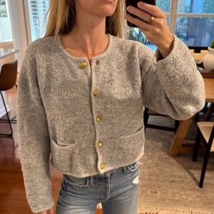 GAP Gray Cardigan with Gold Buttons